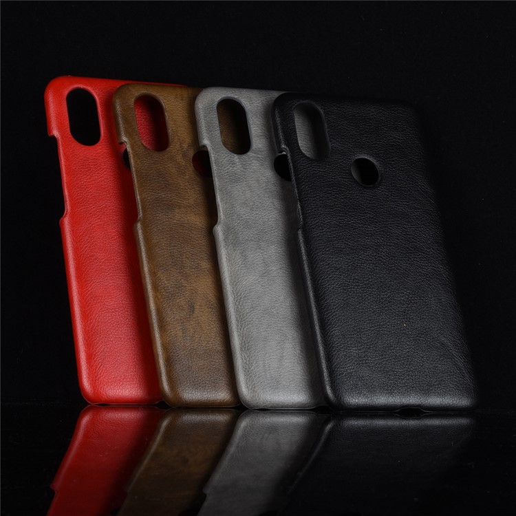 Litchi Skin Leather Coated Hard Plastic Case for Xiaomi Redmi S2 / Y2 - Black-6