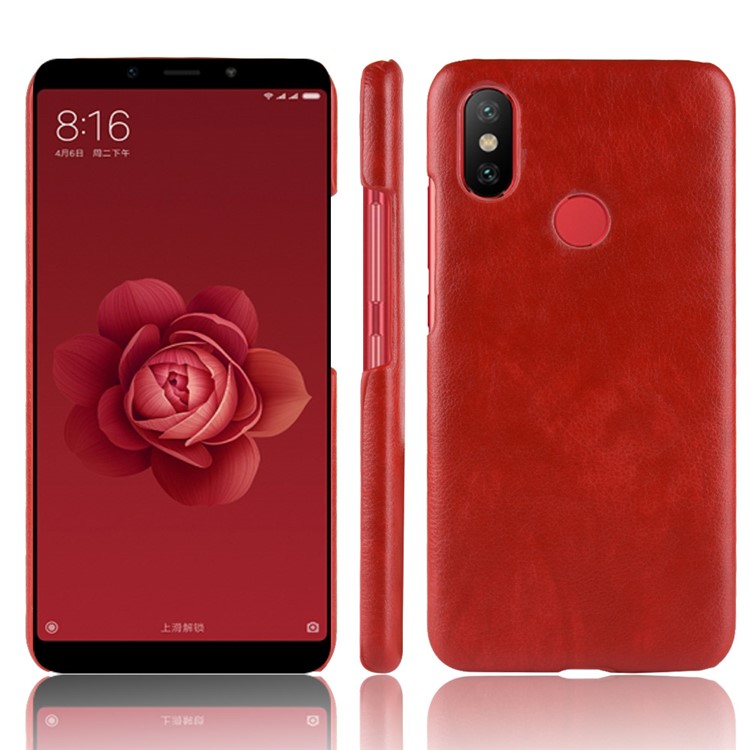 Litchi Skin Leather Coated Hard Back Case for Xiaomi Redmi S2 / Y2 - Red-1