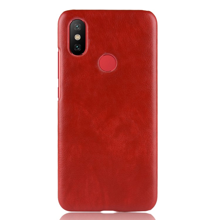 Litchi Skin Leather Coated Hard Back Case for Xiaomi Redmi S2 / Y2 - Red-2