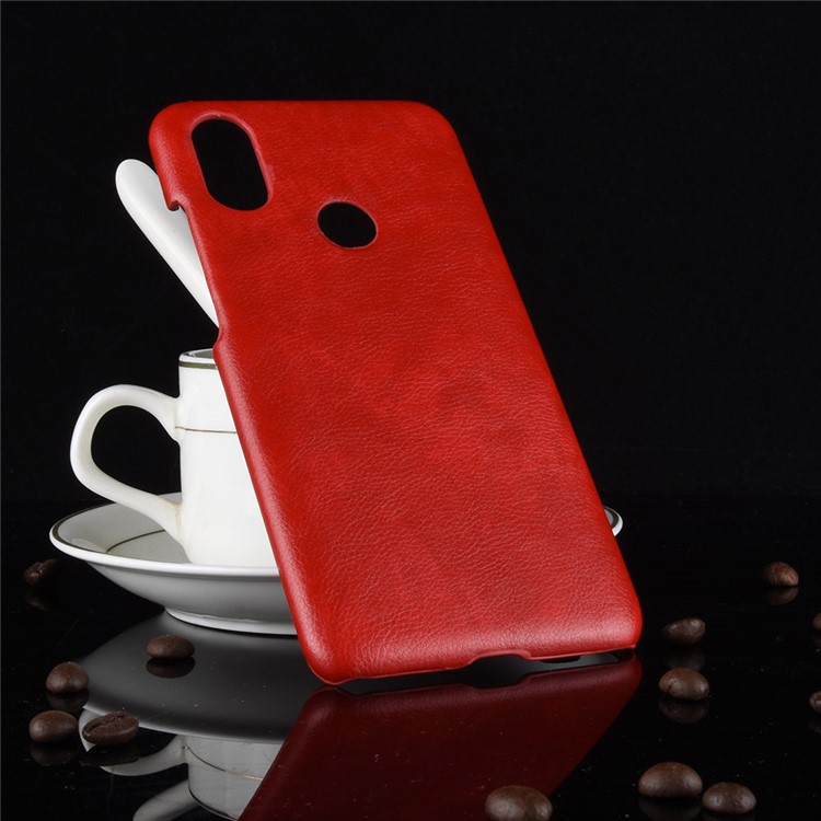 Litchi Skin Leather Coated Hard Back Case for Xiaomi Redmi S2 / Y2 - Red-6
