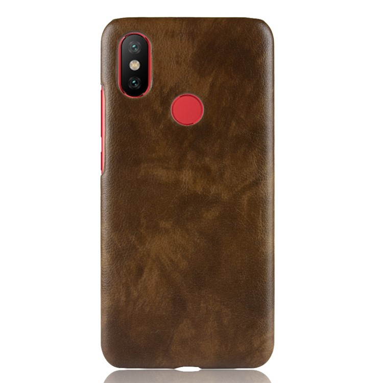 Litchi Skin Leather Coated Hard Shell Cover Case for Xiaomi Redmi S2 / Y2 - Coffee-2