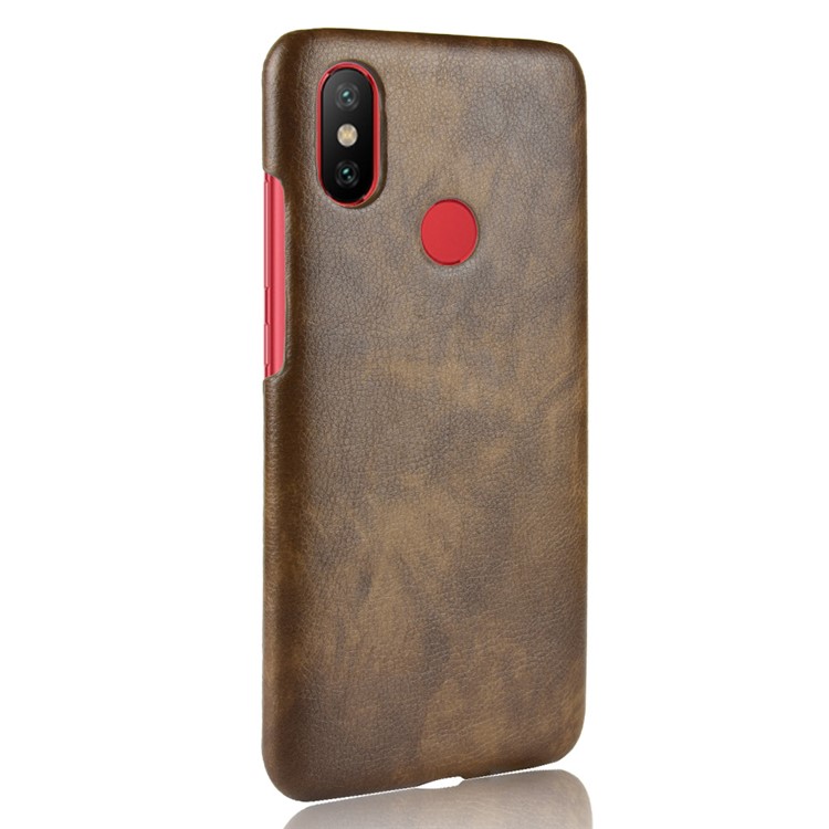 Litchi Skin Leather Coated Hard Shell Cover Case for Xiaomi Redmi S2 / Y2 - Coffee-3