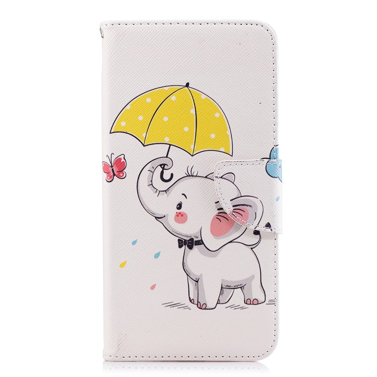 Pattern Printing Magnetic Wallet Stand Leather Case for Xiaomi Redmi Note 5 (12MP Rear Camera) / Redmi 5 Plus (China) - Elephant Holding an Umbrella-2