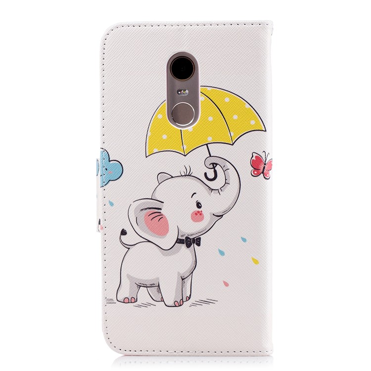 Pattern Printing Magnetic Wallet Stand Leather Case for Xiaomi Redmi Note 5 (12MP Rear Camera) / Redmi 5 Plus (China) - Elephant Holding an Umbrella-3