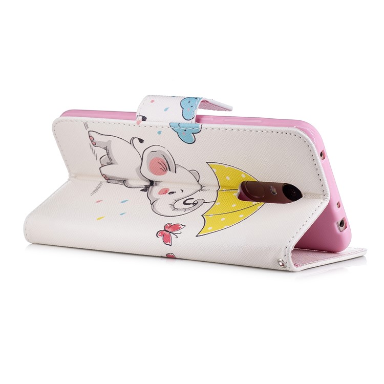 Pattern Printing Magnetic Wallet Stand Leather Case for Xiaomi Redmi Note 5 (12MP Rear Camera) / Redmi 5 Plus (China) - Elephant Holding an Umbrella-4