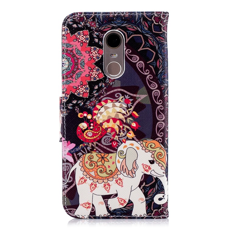 Pattern Printing Magnetic Wallet Stand Leather Cover for Xiaomi Redmi Note 5 (12MP Rear Camera) / Redmi 5 Plus (China) - Elephant and Peacock-3