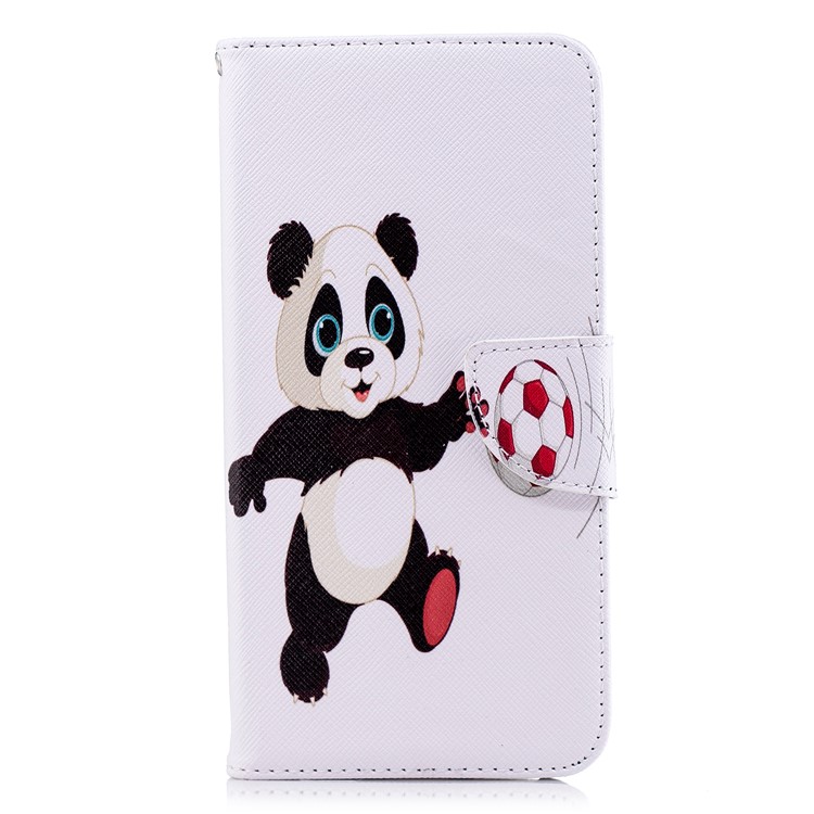Pattern Printing Magnetic Wallet Stand Leather Casing for Xiaomi Redmi Note 5 (12MP Rear Camera) / Redmi 5 Plus (China) - Panda Playing Football-2