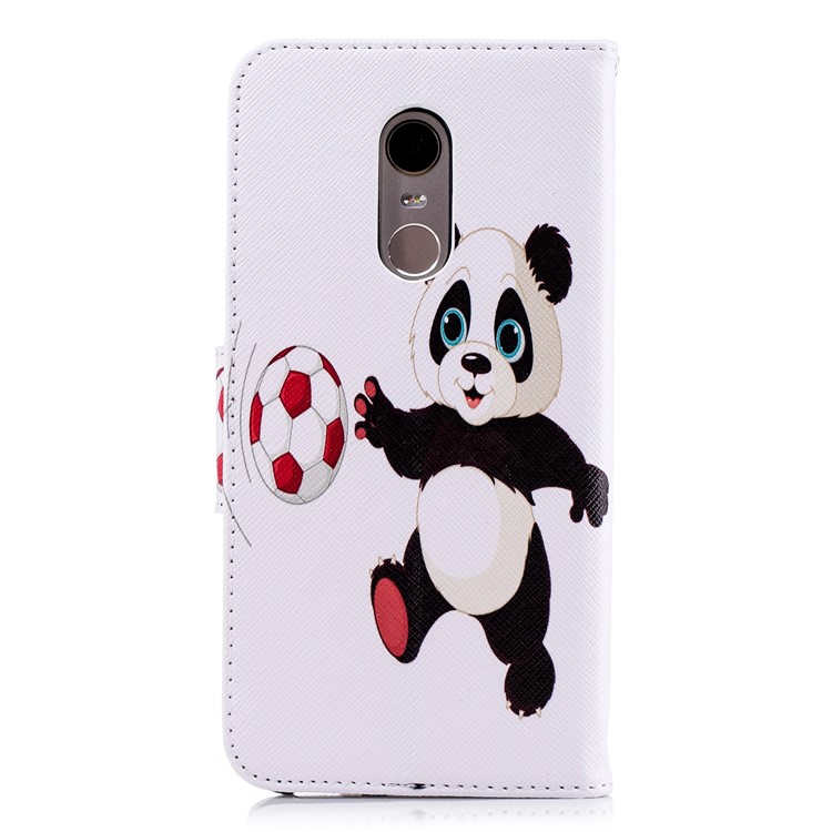 Pattern Printing Magnetic Wallet Stand Leather Casing for Xiaomi Redmi Note 5 (12MP Rear Camera) / Redmi 5 Plus (China) - Panda Playing Football-3