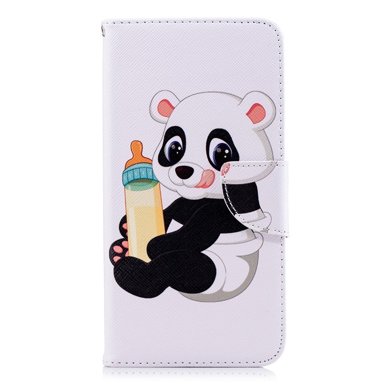 Pattern Printing Magnetic Wallet Stand Leather Mobile Phone Case for Xiaomi Redmi Note 5 (12MP Rear Camera) / Redmi 5 Plus (China) - Panda Holding a Bottle-2