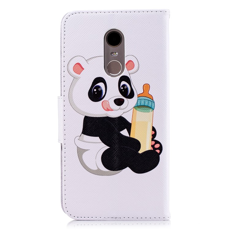 Pattern Printing Magnetic Wallet Stand Leather Mobile Phone Case for Xiaomi Redmi Note 5 (12MP Rear Camera) / Redmi 5 Plus (China) - Panda Holding a Bottle-3