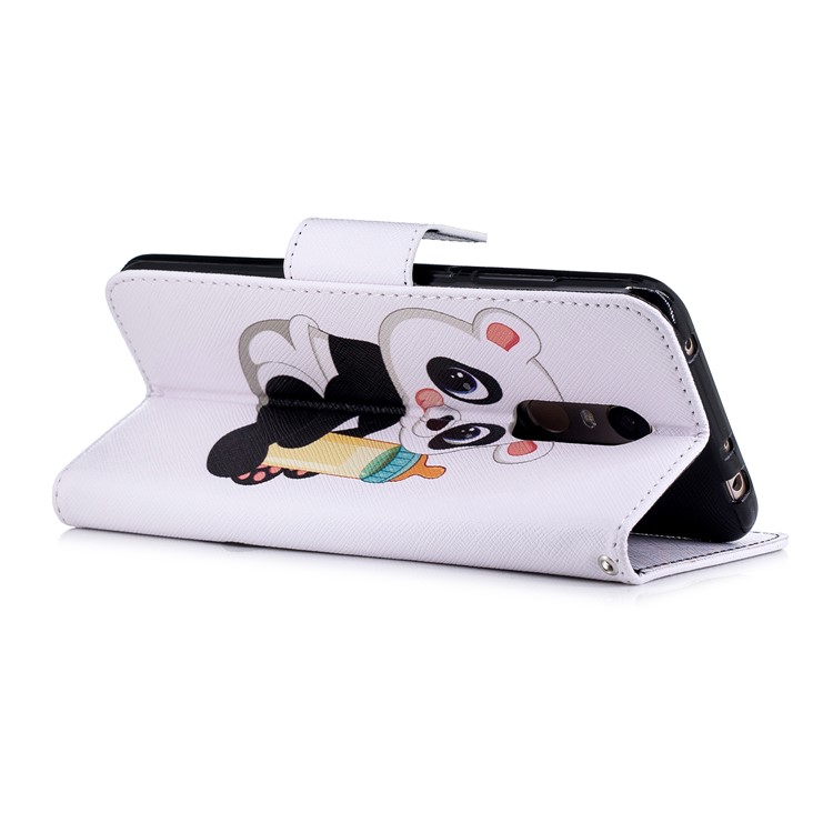 Pattern Printing Magnetic Wallet Stand Leather Mobile Phone Case for Xiaomi Redmi Note 5 (12MP Rear Camera) / Redmi 5 Plus (China) - Panda Holding a Bottle-4