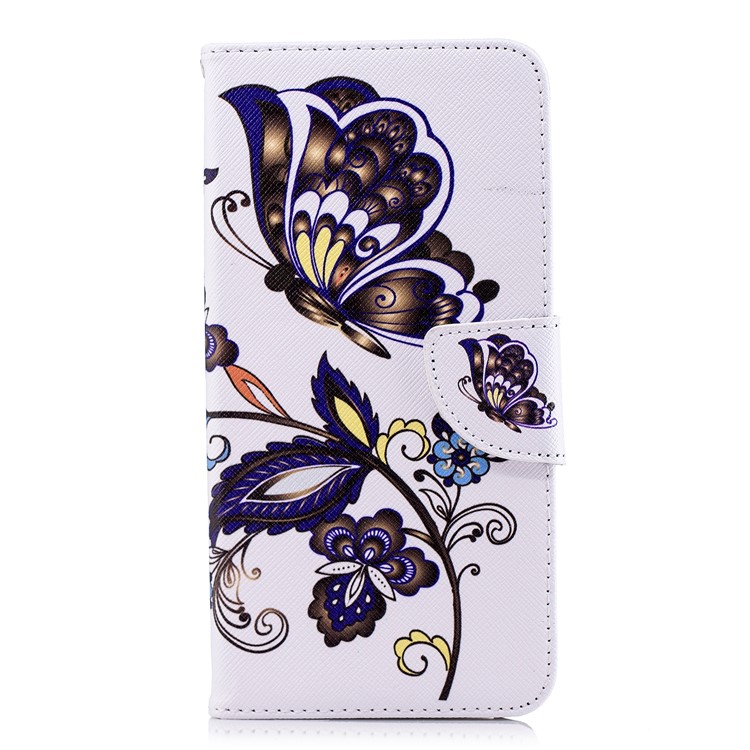 Pattern Printing Magnetic Wallet Stand Leather Cell Phone Shell for Xiaomi Redmi Note 5 (12MP Rear Camera) / Redmi 5 Plus (China) - Butterfly and Flower-2