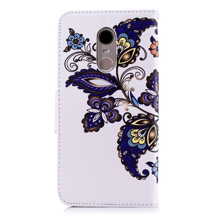 Pattern Printing Magnetic Wallet Stand Leather Cell Phone Shell for Xiaomi Redmi Note 5 (12MP Rear Camera) / Redmi 5 Plus (China) - Butterfly and Flower-3