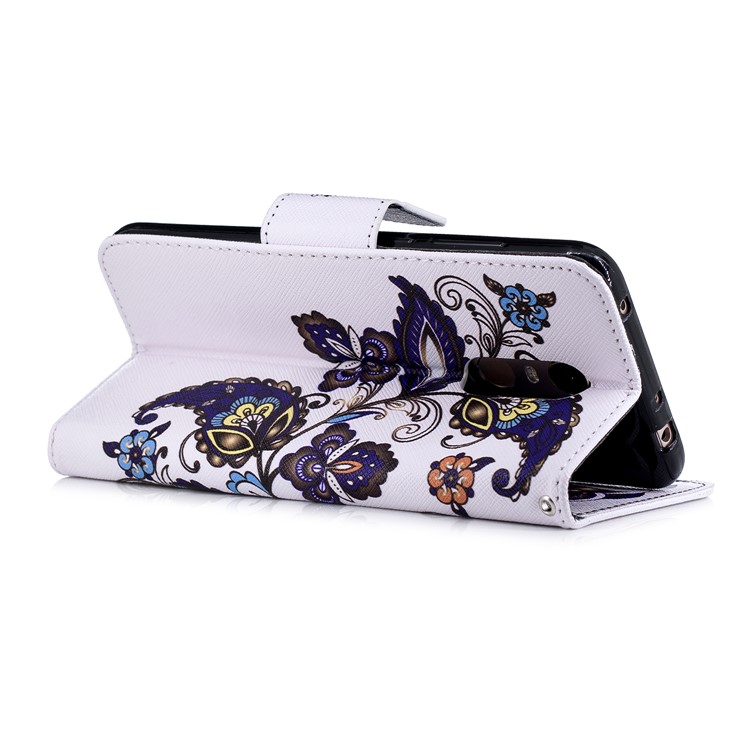 Pattern Printing Magnetic Wallet Stand Leather Cell Phone Shell for Xiaomi Redmi Note 5 (12MP Rear Camera) / Redmi 5 Plus (China) - Butterfly and Flower-4