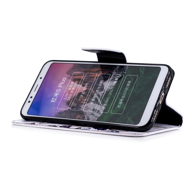 Pattern Printing Magnetic Wallet Stand Leather Cell Phone Shell for Xiaomi Redmi Note 5 (12MP Rear Camera) / Redmi 5 Plus (China) - Butterfly and Flower-5