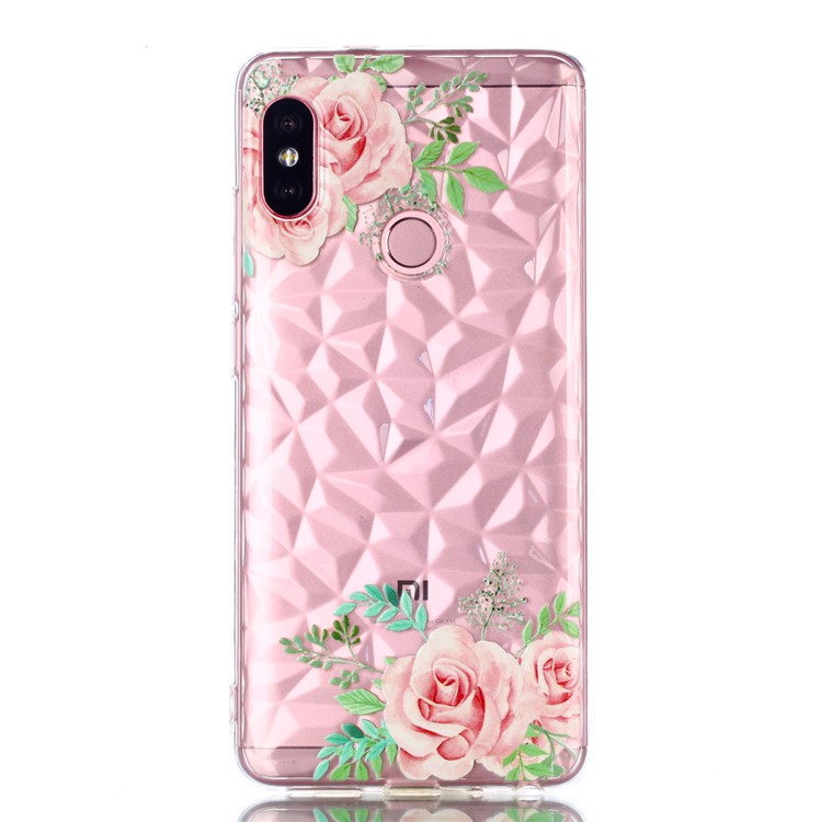 Embossed Pattern 3D Diamond Texture TPU Case for Xiaomi Redmi Note 5 Pro (Dual Camera) / Redmi Note 5 (China) - Pink Flower-2