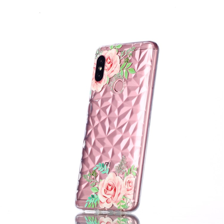 Embossed Pattern 3D Diamond Texture TPU Case for Xiaomi Redmi Note 5 Pro (Dual Camera) / Redmi Note 5 (China) - Pink Flower-3