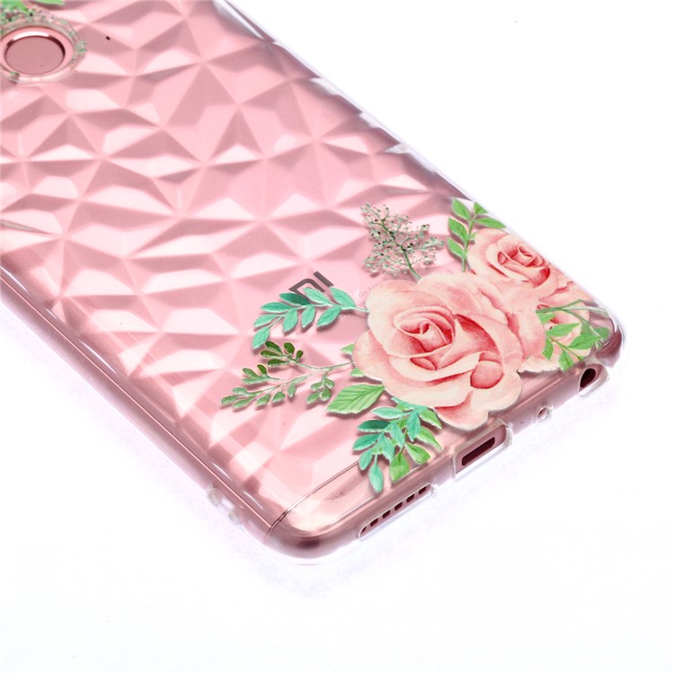 Embossed Pattern 3D Diamond Texture TPU Case for Xiaomi Redmi Note 5 Pro (Dual Camera) / Redmi Note 5 (China) - Pink Flower-4