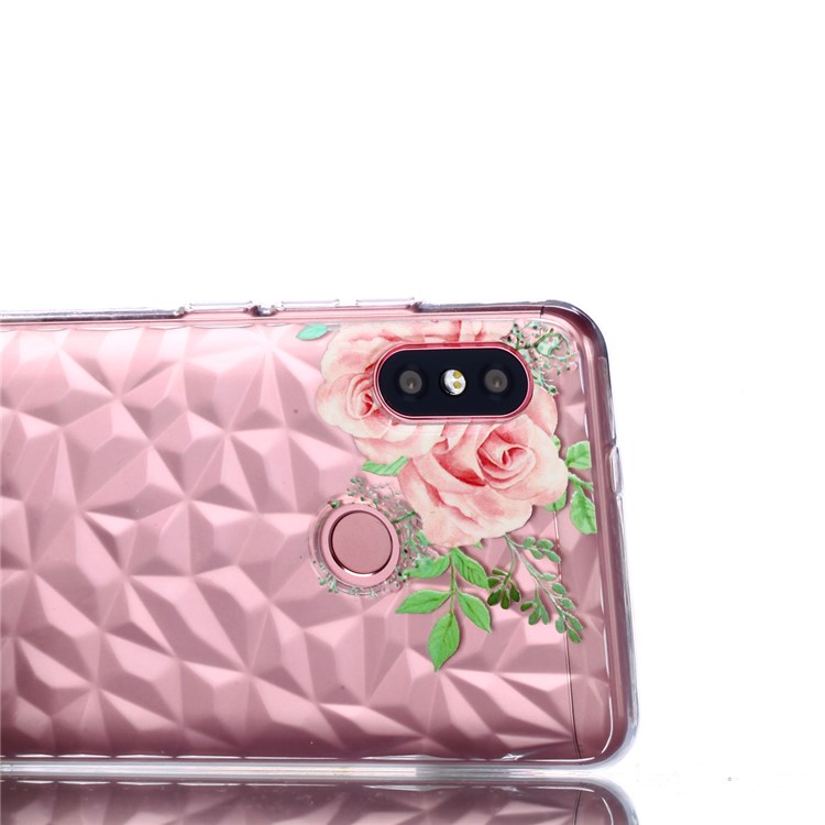 Embossed Pattern 3D Diamond Texture TPU Case for Xiaomi Redmi Note 5 Pro (Dual Camera) / Redmi Note 5 (China) - Pink Flower-5