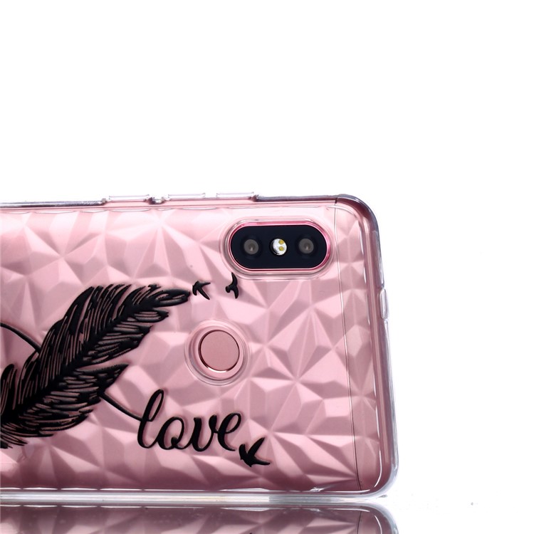 Embossed Pattern 3D Diamond Texture TPU Shell for Xiaomi Redmi Note 5 Pro (Dual Camera) / Redmi Note 5 (China) - Feather Pen-5