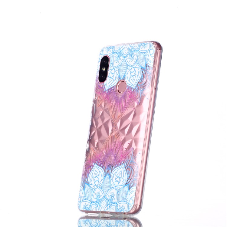 Embossed Pattern 3D Diamond Texture TPU Cell Phone Case for Xiaomi Redmi Note 5 Pro (Dual Camera) / Redmi Note 5 (China) - Lotus-3