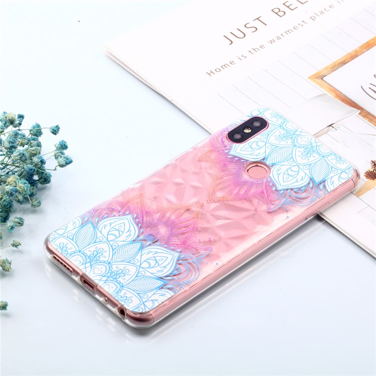 Embossed Pattern 3D Diamond Texture TPU Cell Phone Case for Xiaomi Redmi Note 5 Pro (Dual Camera) / Redmi Note 5 (China) - Lotus-7
