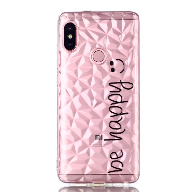 Embossed Pattern 3D Diamond Texture TPU Mobile Phone Shell for Xiaomi Redmi Note 5 Pro (Dual Camera) / Redmi Note 5 (China) - Be Happy-2
