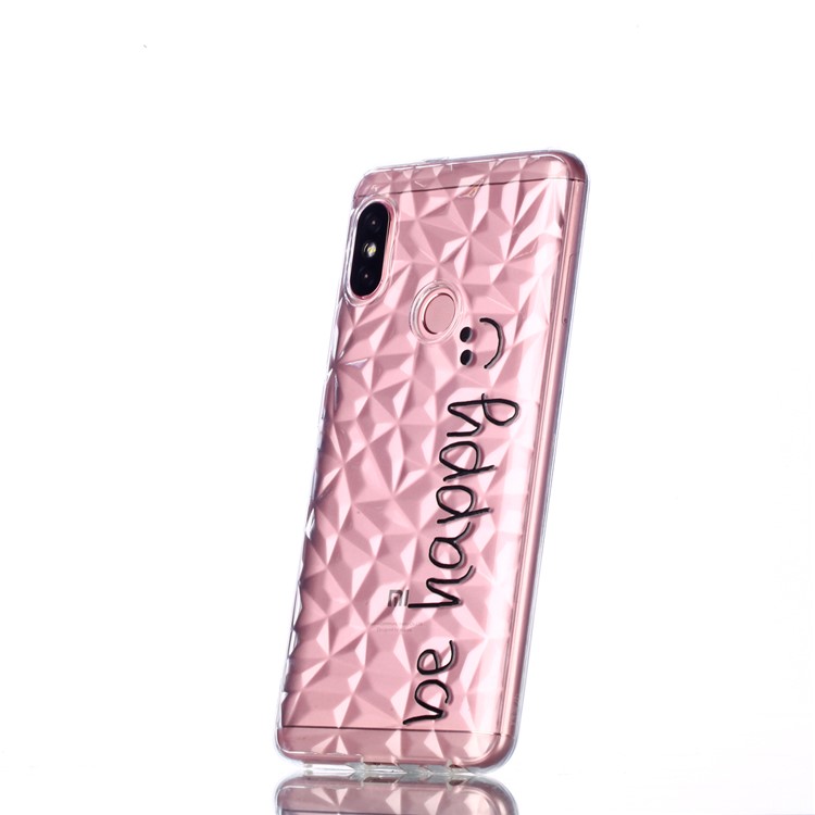 Embossed Pattern 3D Diamond Texture TPU Mobile Phone Shell for Xiaomi Redmi Note 5 Pro (Dual Camera) / Redmi Note 5 (China) - Be Happy-3