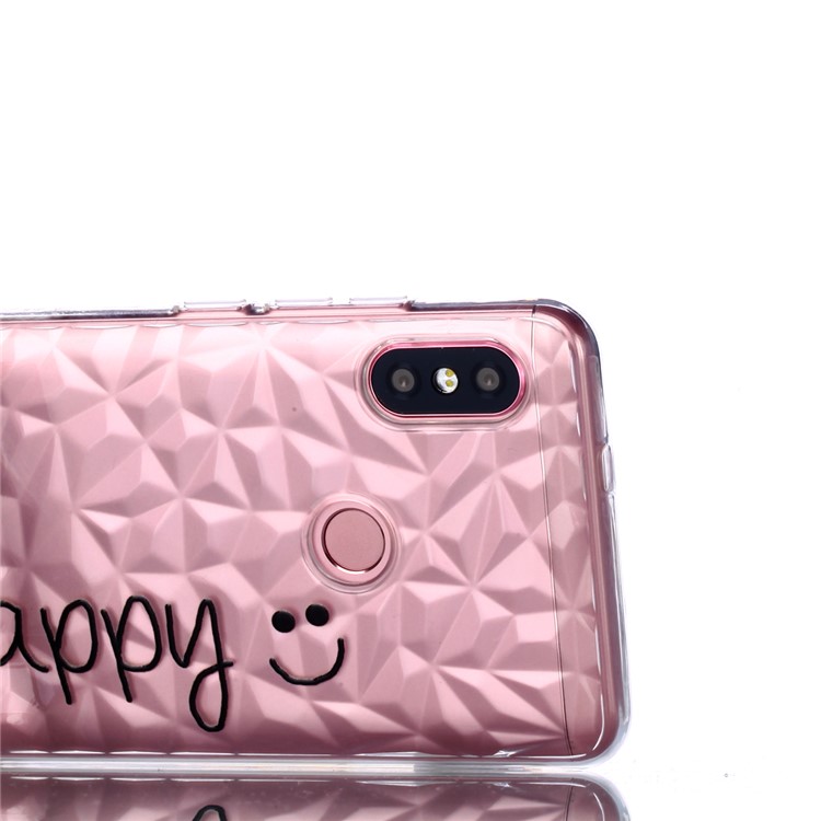Embossed Pattern 3D Diamond Texture TPU Mobile Phone Shell for Xiaomi Redmi Note 5 Pro (Dual Camera) / Redmi Note 5 (China) - Be Happy-5