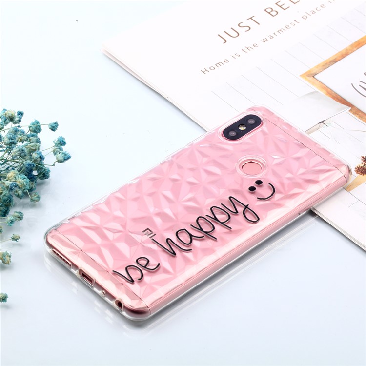 Embossed Pattern 3D Diamond Texture TPU Mobile Phone Shell for Xiaomi Redmi Note 5 Pro (Dual Camera) / Redmi Note 5 (China) - Be Happy-7