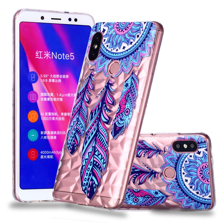 Embossed Pattern 3D Diamond Texture TPU Protective Casing for Xiaomi Redmi Note 5 Pro (Dual Camera) / Redmi Note 5 (China) - Dream Catcher-1