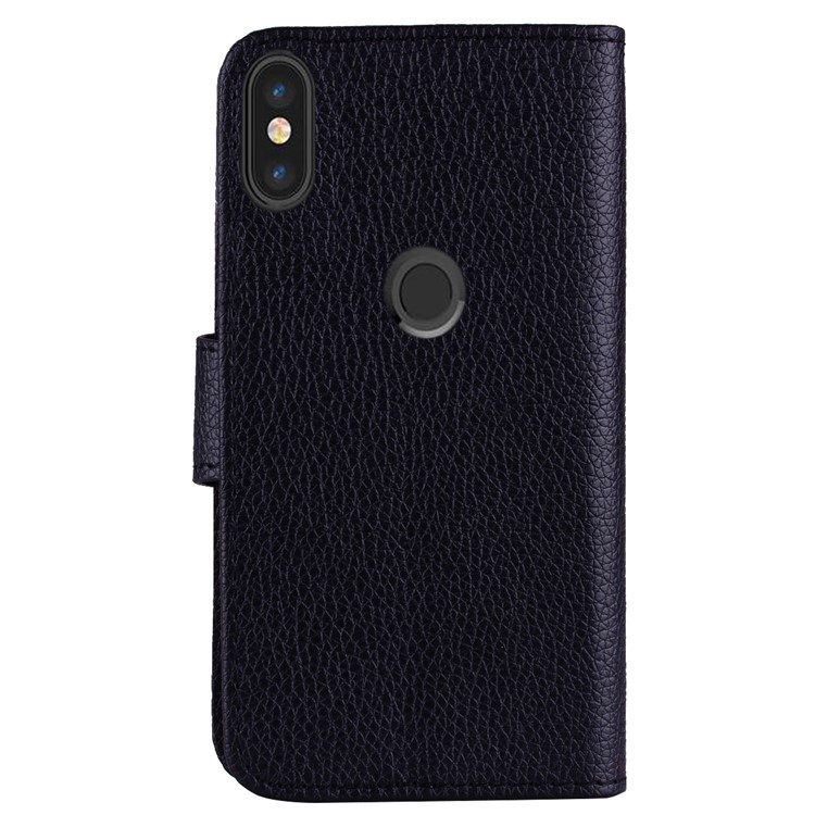 Litchi Skin PU Leather Wallet Case for Xiaomi Mi 6X / Mi A2 - Black-4