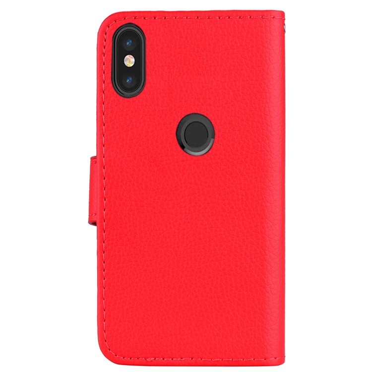 Litchi Skin PU Leather Wallet Cover for Xiaomi Mi 6X / Mi A2 - Red-4