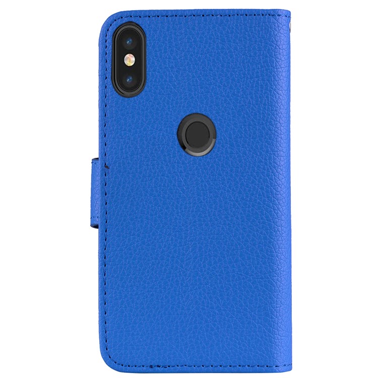 Litchi Skin PU Leather Wallet Case for Xiaomi Mi 6X / Mi A2 - Blue-4