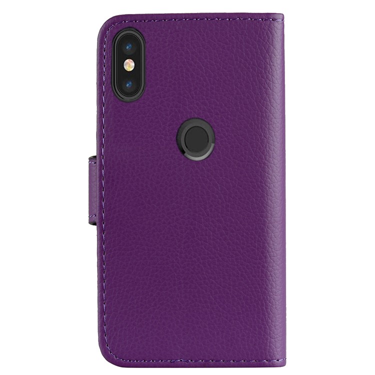 Litchi Skin PU Leather Wallet Phone Casing for Xiaomi Mi 6X / Mi A2 - Purple-4