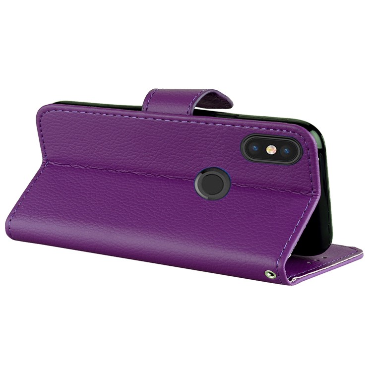 Litchi Skin PU Leather Wallet Phone Casing for Xiaomi Mi 6X / Mi A2 - Purple-6