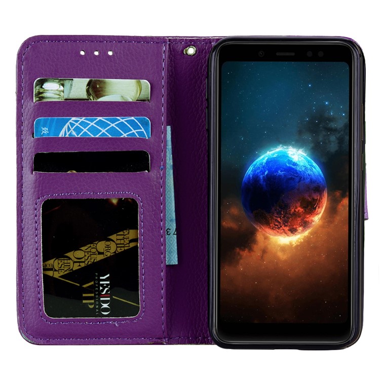 Litchi Skin PU Leather Wallet Phone Casing for Xiaomi Mi 6X / Mi A2 - Purple-7