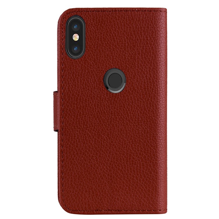 Litchi Skin PU Leather Stand Mobile Shell for Xiaomi Mi 6X / Mi A2 - Brown-4