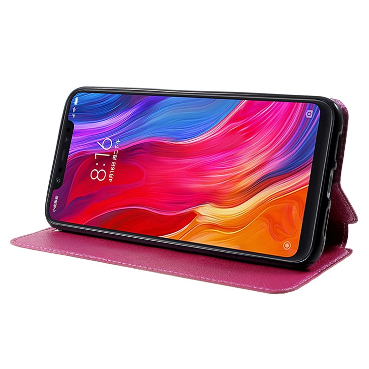 Auto-absorbed Card Holder Stand Leather Case for Xiaomi Mi 8 (6.21-inch) - Rose-4