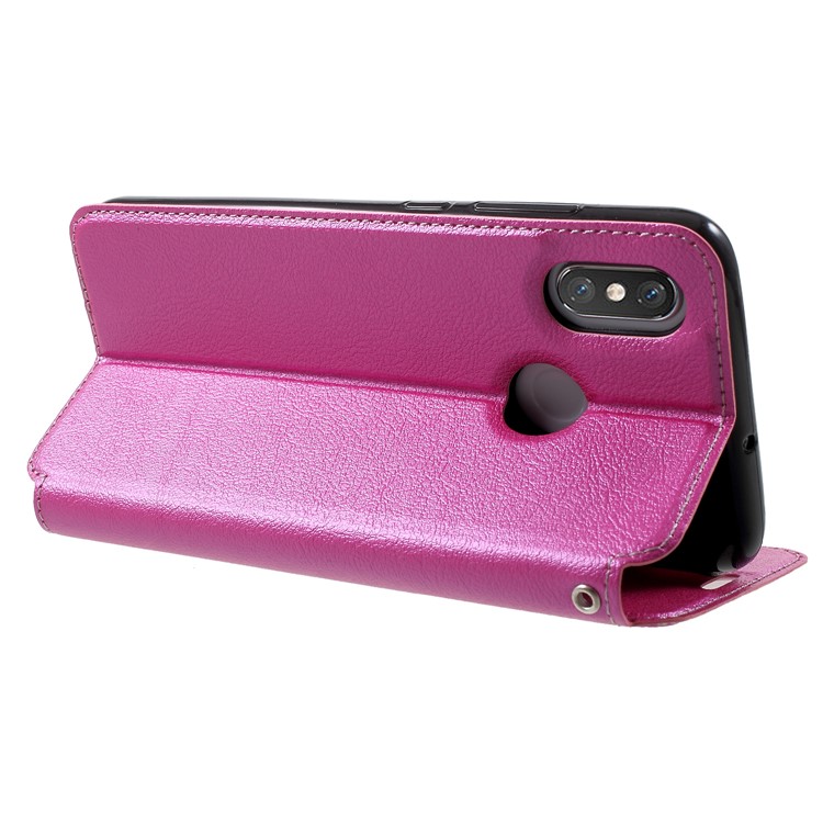 Auto-absorbed Card Holder Stand Leather Case for Xiaomi Mi 8 (6.21-inch) - Rose-5