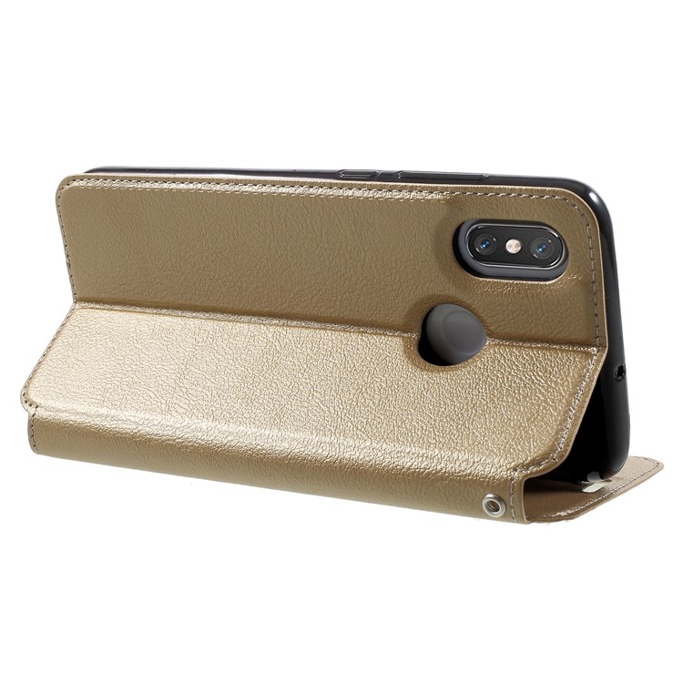 Auto-absorbed Card Holder Stand Leather Shell for Xiaomi Mi 8 (6.21-inch) - Gold-5