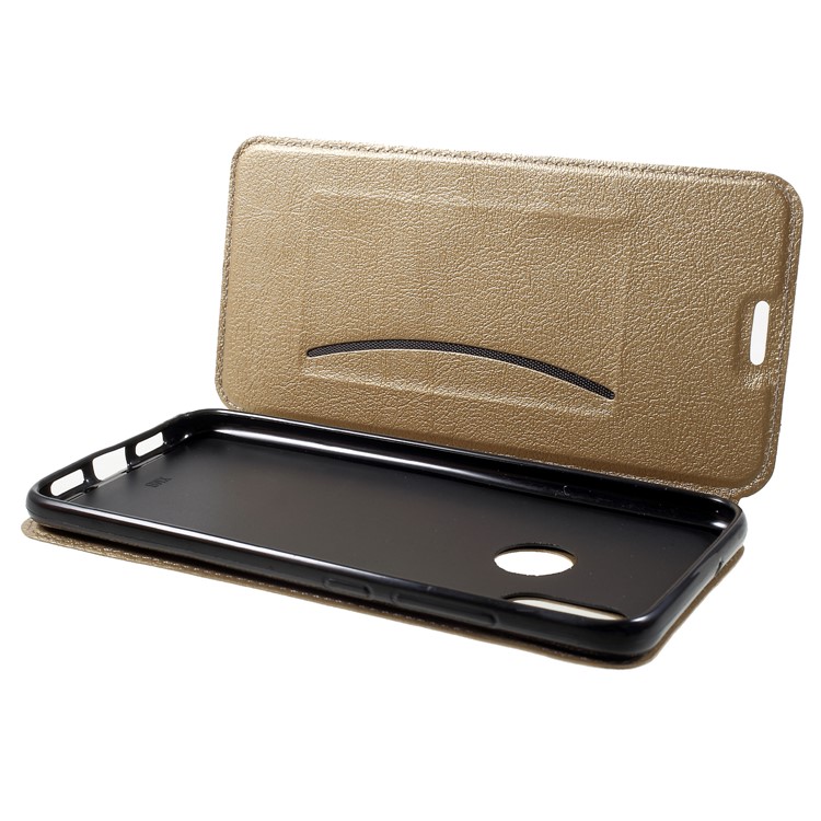 Auto-absorbed Card Holder Stand Leather Shell for Xiaomi Mi 8 (6.21-inch) - Gold-6