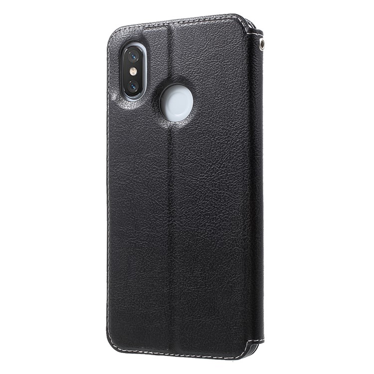 Auto-absorbed Card Slot Stand Leather Casing for Xiaomi Mi 8 (6.21-inch) - Black-2