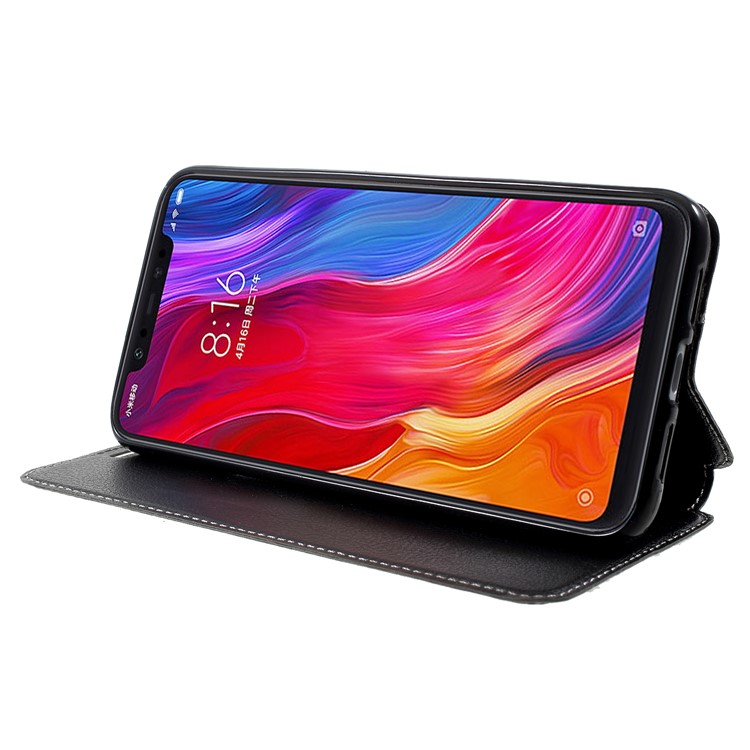 Auto-absorbed Card Slot Stand Leather Casing for Xiaomi Mi 8 (6.21-inch) - Black-4