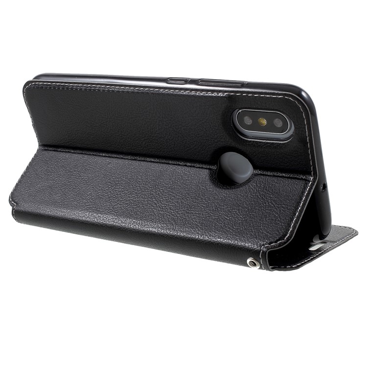 Auto-absorbed Card Slot Stand Leather Casing for Xiaomi Mi 8 (6.21-inch) - Black-5