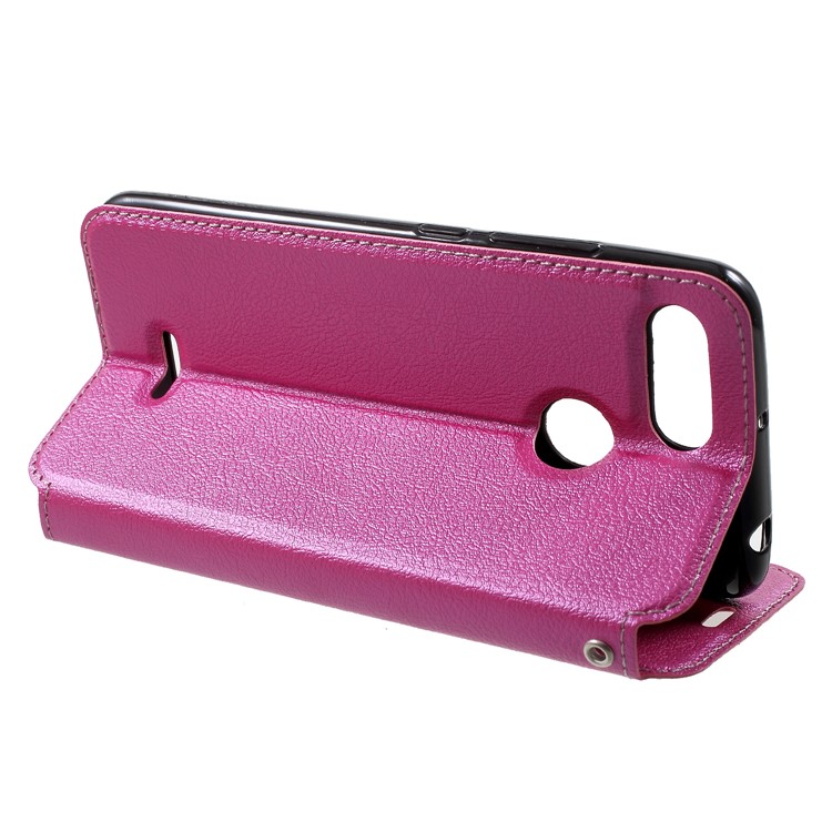 Auto-absorbed Leather Card Holder Case for Xiaomi Redmi 6 (Dual Camera: 12MP+5MP) - Rose-4