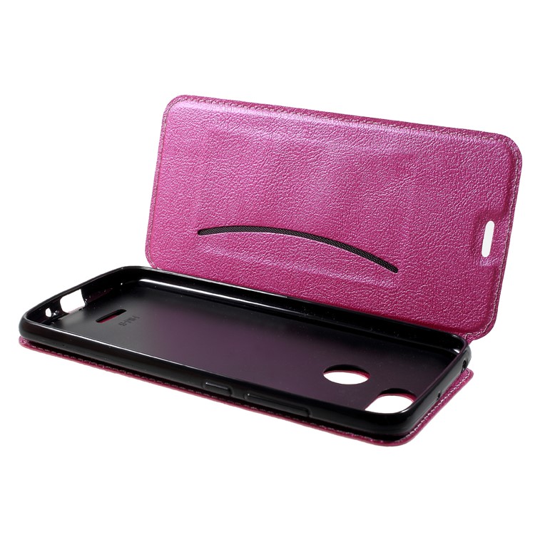 Auto-absorbed Leather Card Holder Case for Xiaomi Redmi 6 (Dual Camera: 12MP+5MP) - Rose-5