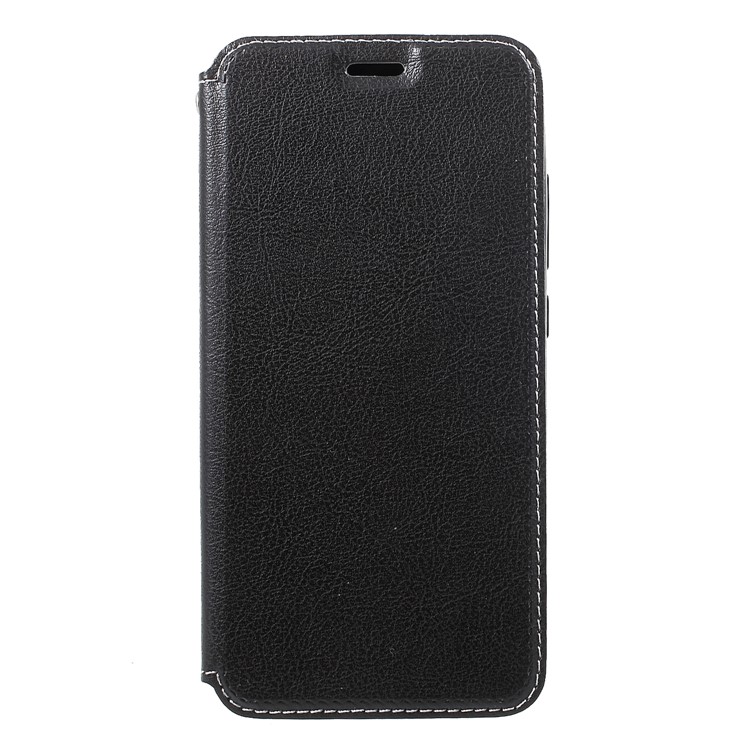 Auto-absorbed Leather Card Holder Cover for Xiaomi Redmi 6 (Dual Camera: 12MP+5MP) - Black-1