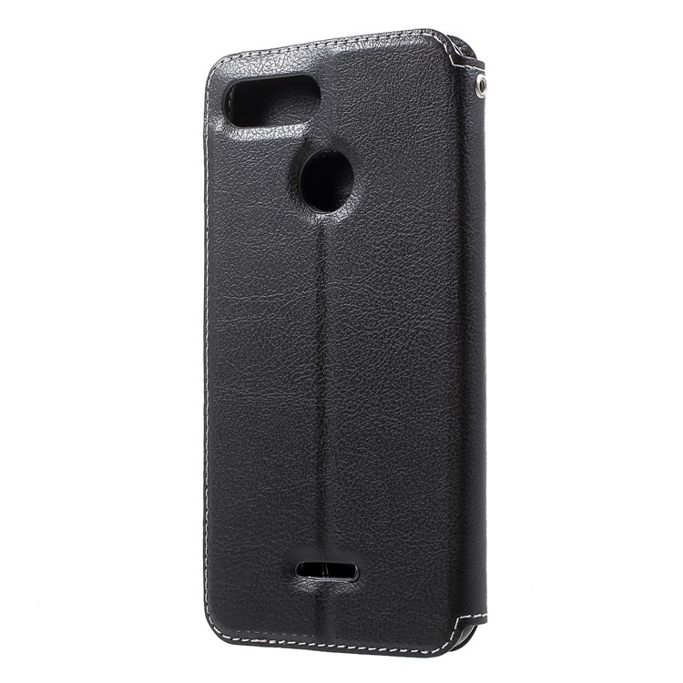Auto-absorbed Leather Card Holder Cover for Xiaomi Redmi 6 (Dual Camera: 12MP+5MP) - Black-2