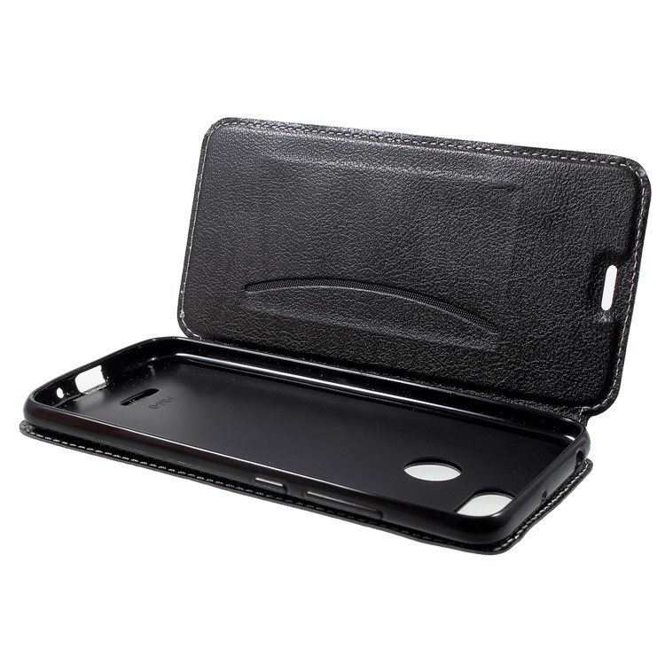 Auto-absorbed Leather Card Holder Cover for Xiaomi Redmi 6 (Dual Camera: 12MP+5MP) - Black-5
